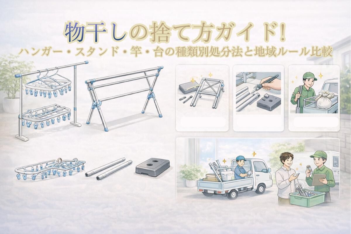 物干しの捨て方ガイド!ハンガー・スタンド・竿・台の種類別処分法と地域ルール比較
