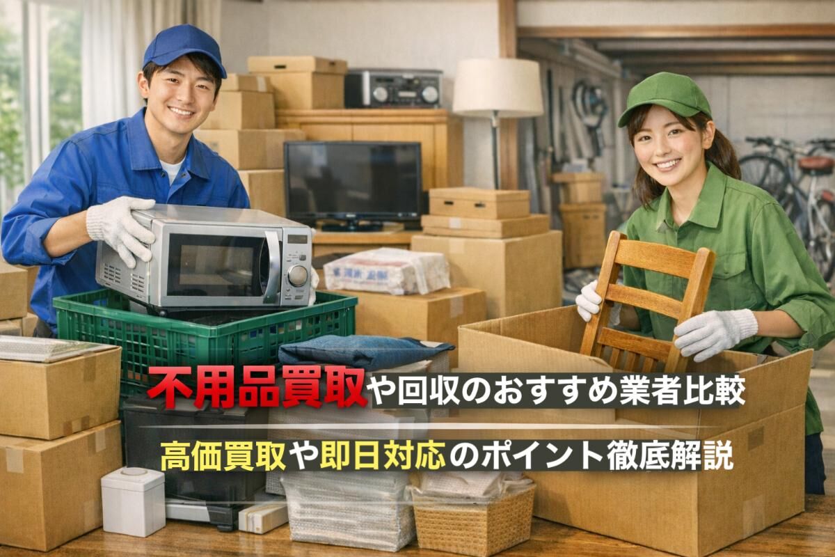 不用品買取や回収のおすすめ業者比較｜高価買取や即日対応のポイント徹底解説